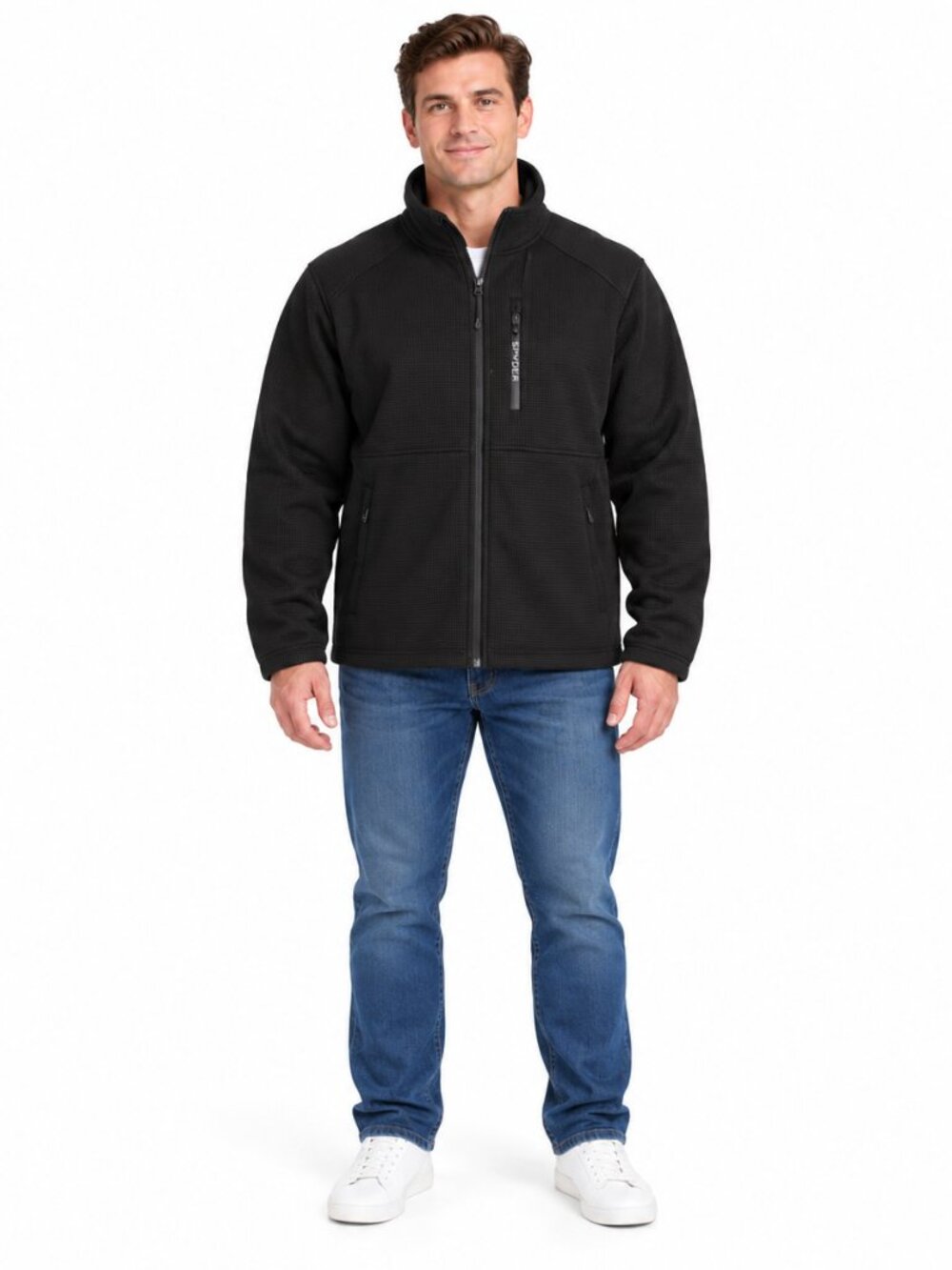 Spyder Men's XXL Black Textured Full Zip Performance Jacket NWT